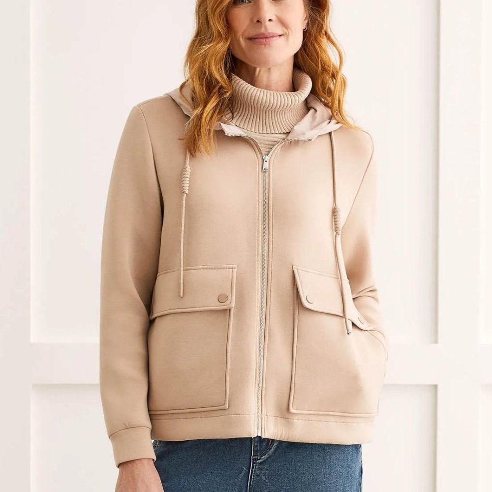 Tribal HOODED ZIP UP JACKET W/ PKTS